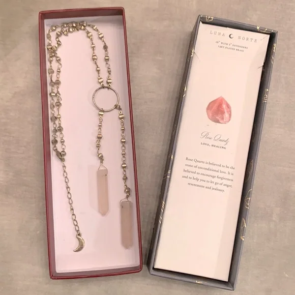LUNA NORTE 🌙 Rose Quartz Adjustable Love Healing Necklace - Picture 4 of 10